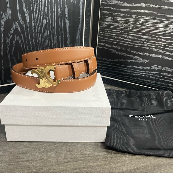 Women's Tan Belt with Gold Buckle - Picture 2 of 6